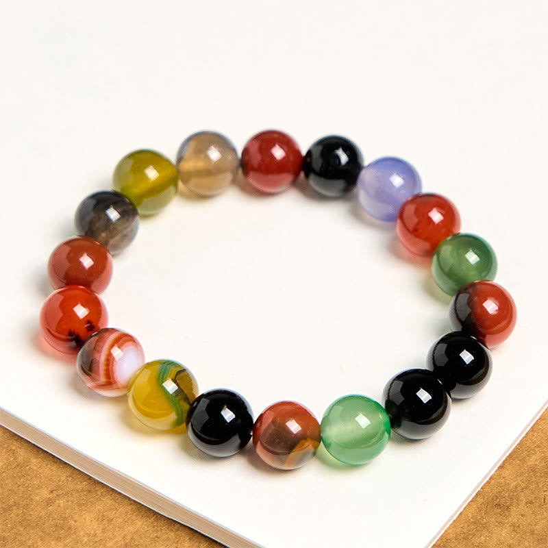 Buddha Stones Naturalny Kolorowy Chalcedon Agat Bransoletka Harmonia