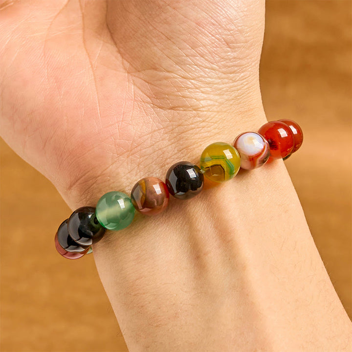 Buddha Stones Naturalny Kolorowy Chalcedon Agat Bransoletka Harmonia