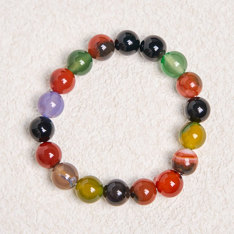 Buddha Stones Naturalny Kolorowy Chalcedon Agat Bransoletka Harmonia