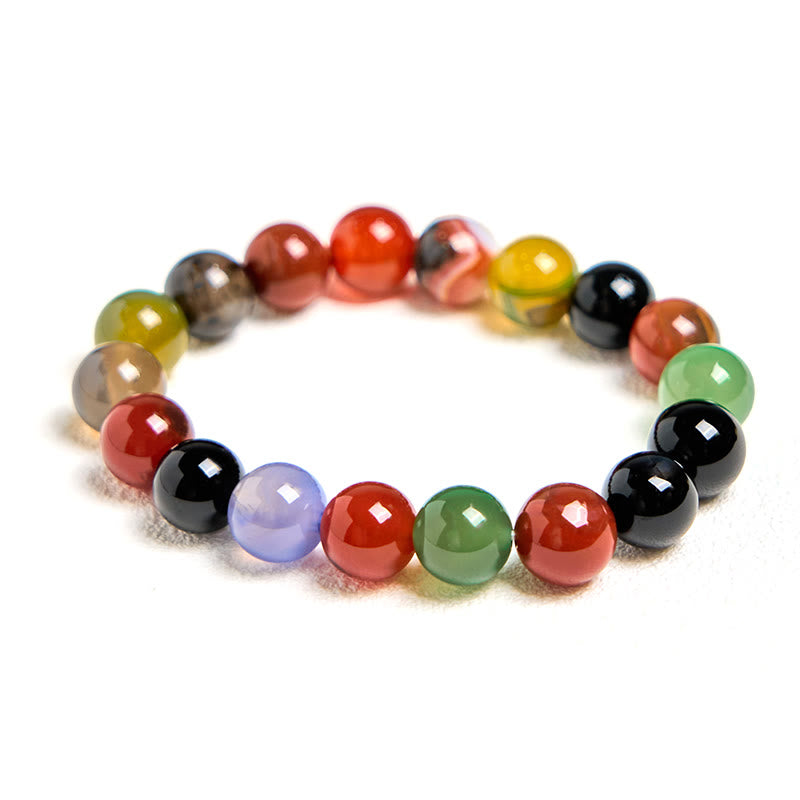 Buddha Stones Naturalny Kolorowy Chalcedon Agat Bransoletka Harmonia