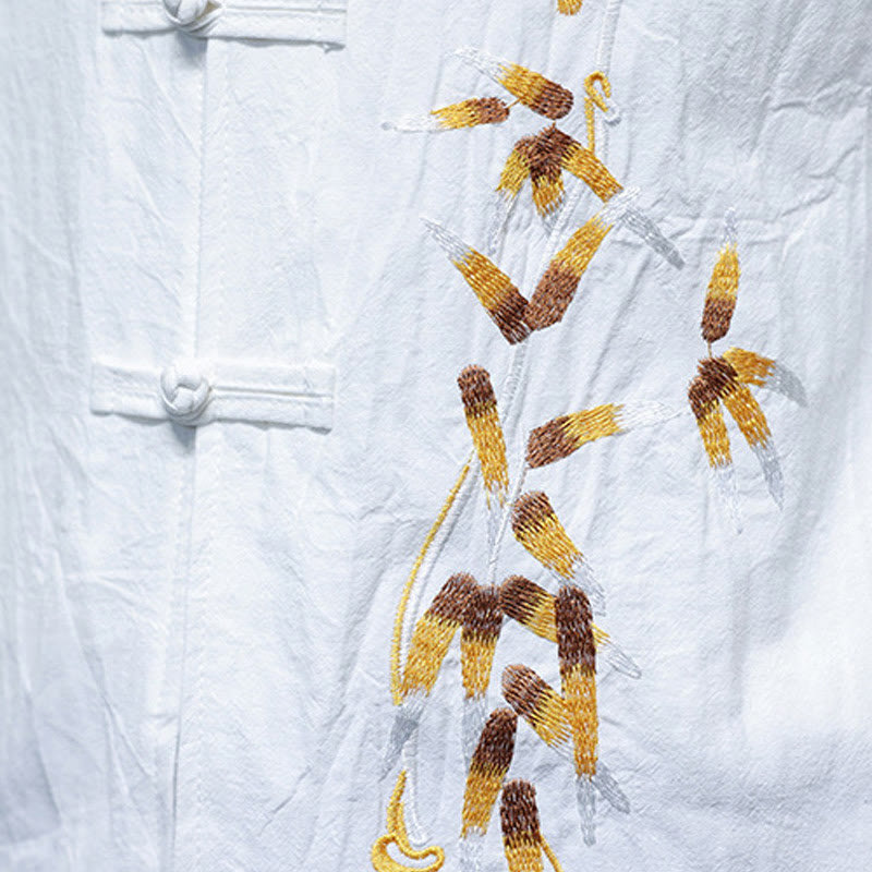 Koszula męska z haftem w kształcie Buddha Stones , z chińskimi guzikami i trzema czwartymi rękawami - image 19