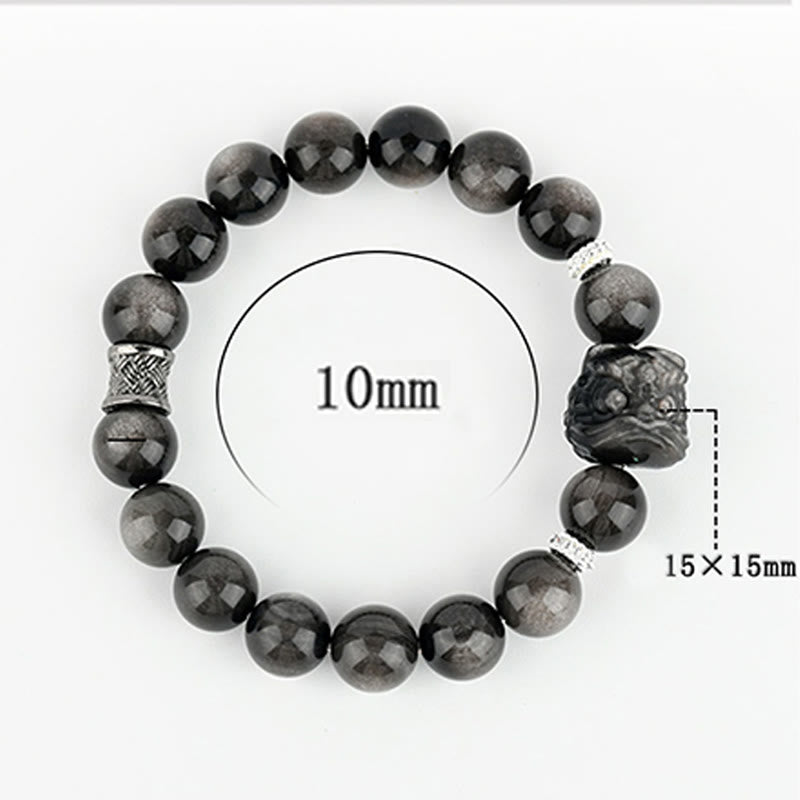 Bransoletka ochronna Buddha Stones Natural Silver Sheen Lion Dance