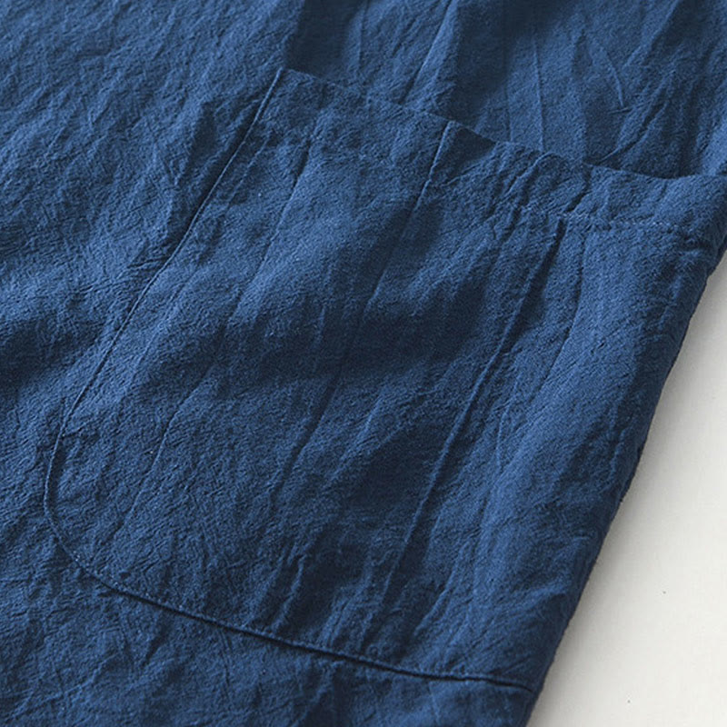 Buddha Stones Vintage Prosty Prosty Design Męska Koszula Z Krótkim Rękawem Bawełniana Lniana Odzież Z Kieszeniami - image 10