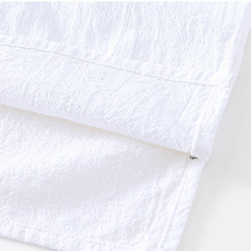 Buddha Stones Vintage Prosty Prosty Design Męska Koszula Z Krótkim Rękawem Bawełniana Lniana Odzież Z Kieszeniami - image 19