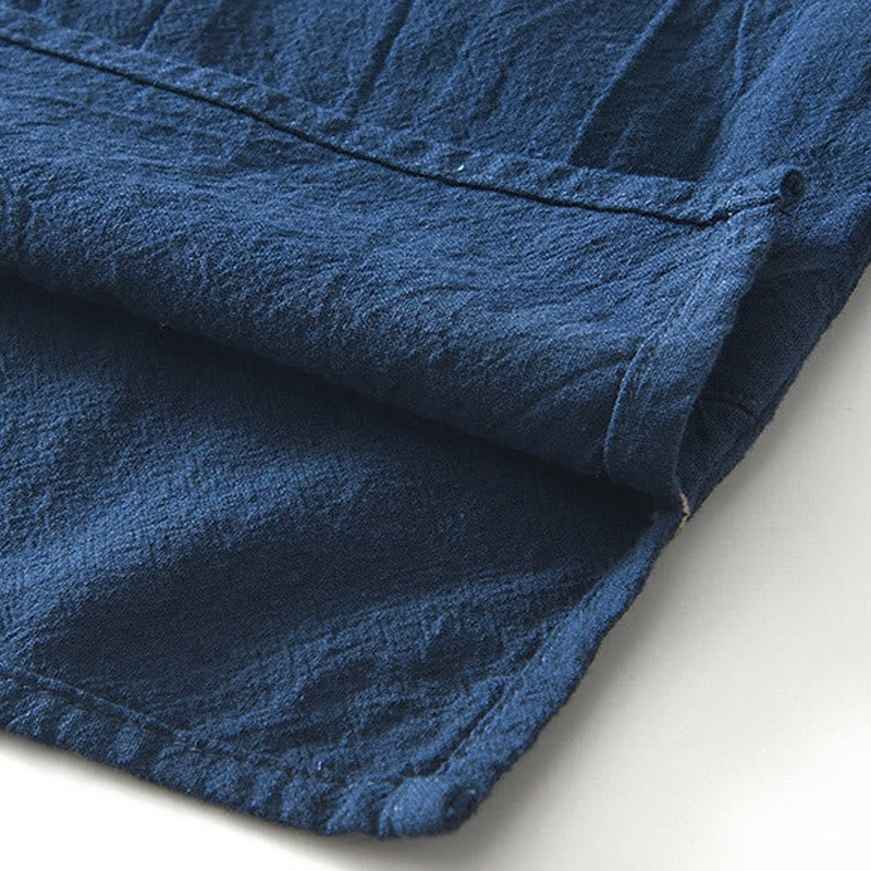 Buddha Stones Vintage Prosty Prosty Design Męska Koszula Z Krótkim Rękawem Bawełniana Lniana Odzież Z Kieszeniami - image 11