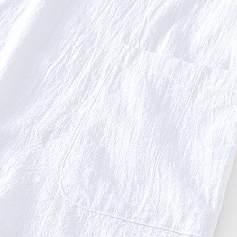 Buddha Stones Vintage Prosty Prosty Design Męska Koszula Z Krótkim Rękawem Bawełniana Lniana Odzież Z Kieszeniami - image 18