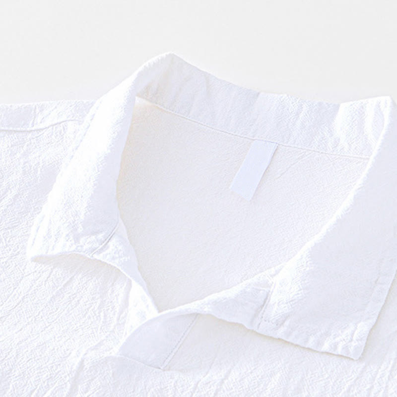 Buddha Stones Vintage Prosty Prosty Design Męska Koszula Z Krótkim Rękawem Bawełniana Lniana Odzież Z Kieszeniami - image 14