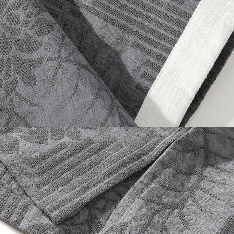 Buddha Stones Casual Lato Żakard Kwiatowy Wzór Żabka Guzik Męski Kołnierz Stójka Kontrastowy Kolor Pół Rękaw Bawełniany Kardigan Koszula - image 8