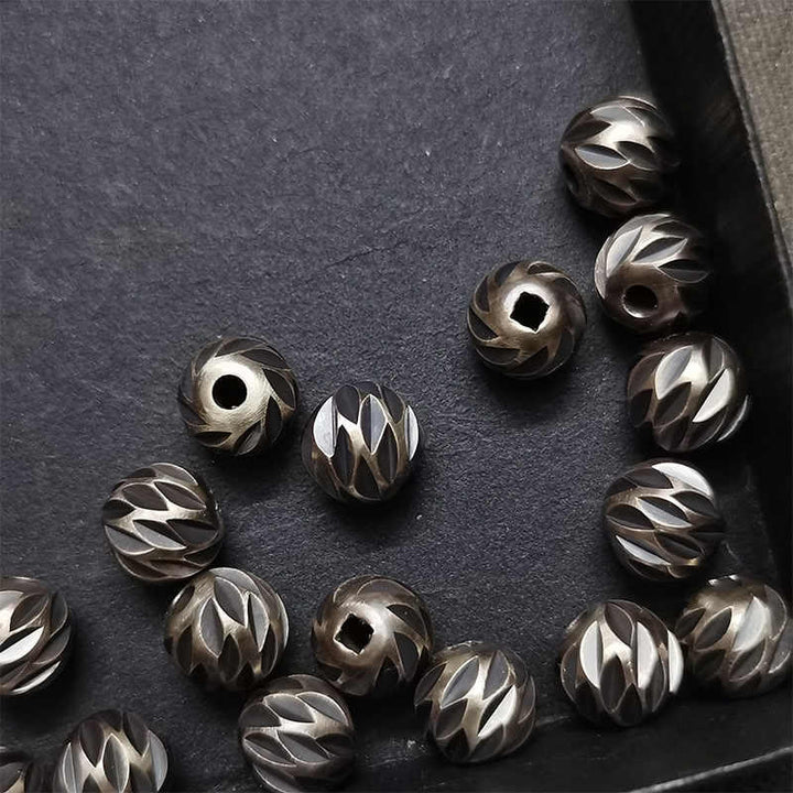 Buddha Stones Vintage Zniszczony Nóż Rzeźbiarski Wzór Miedziane Mosiężne Koraliki Bransoletka Bogactwa