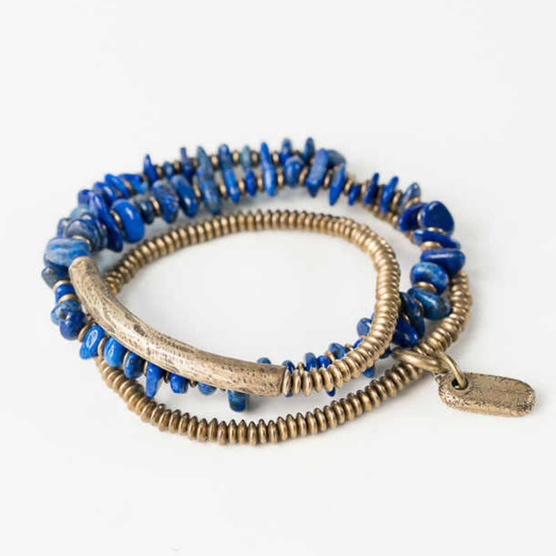 Bransoletka Buddha Stones Irregular Shape Triple Wrap Lazurite Balance