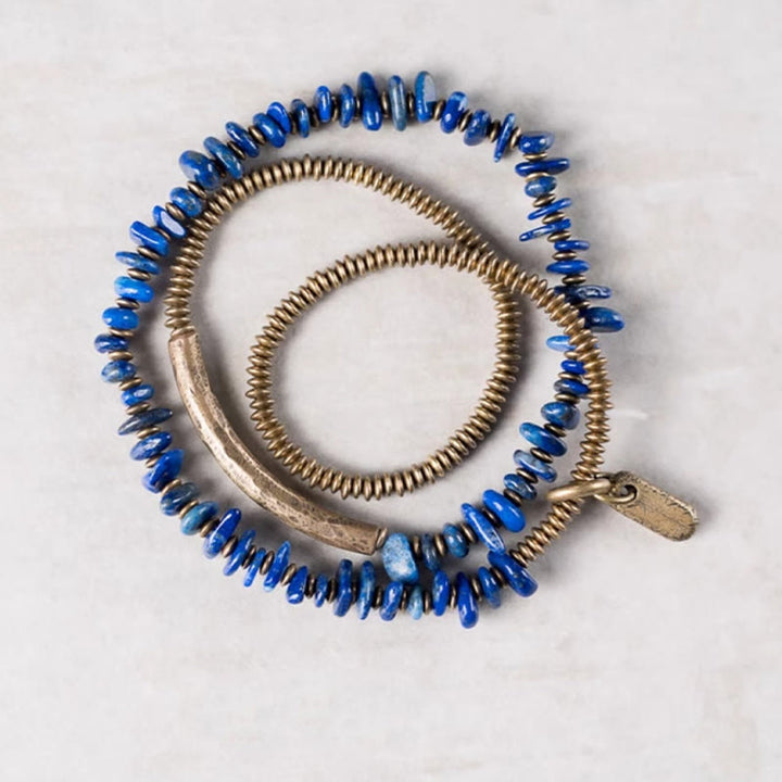 Bransoletka Buddha Stones Irregular Shape Triple Wrap Lazurite Balance