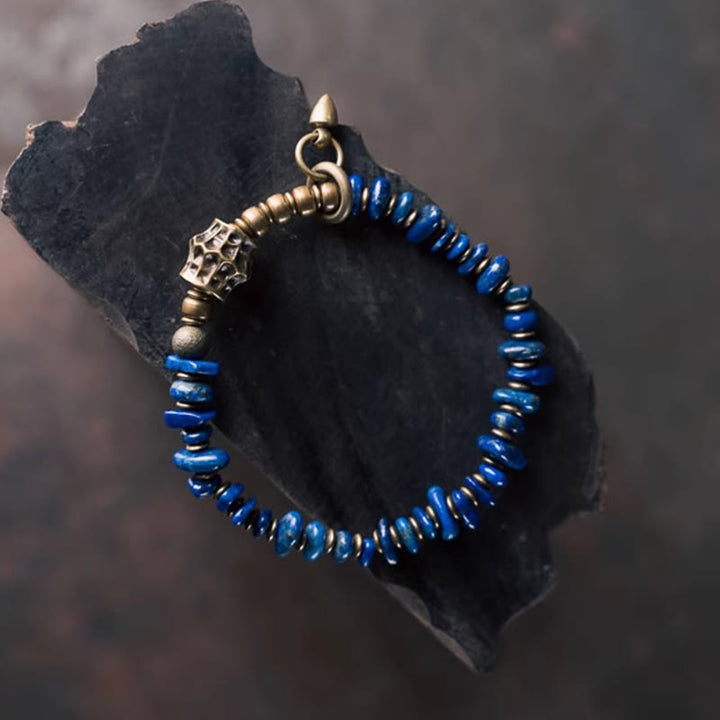 Bransoletka z Buddha Stones w stylu vintage o nieregularnym kształcie z lazurytu i lapis lazuli - image 1