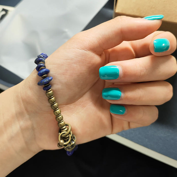 Bransoletka z Buddha Stones w stylu vintage o nieregularnym kształcie z lazurytu i lapis lazuli - image 11