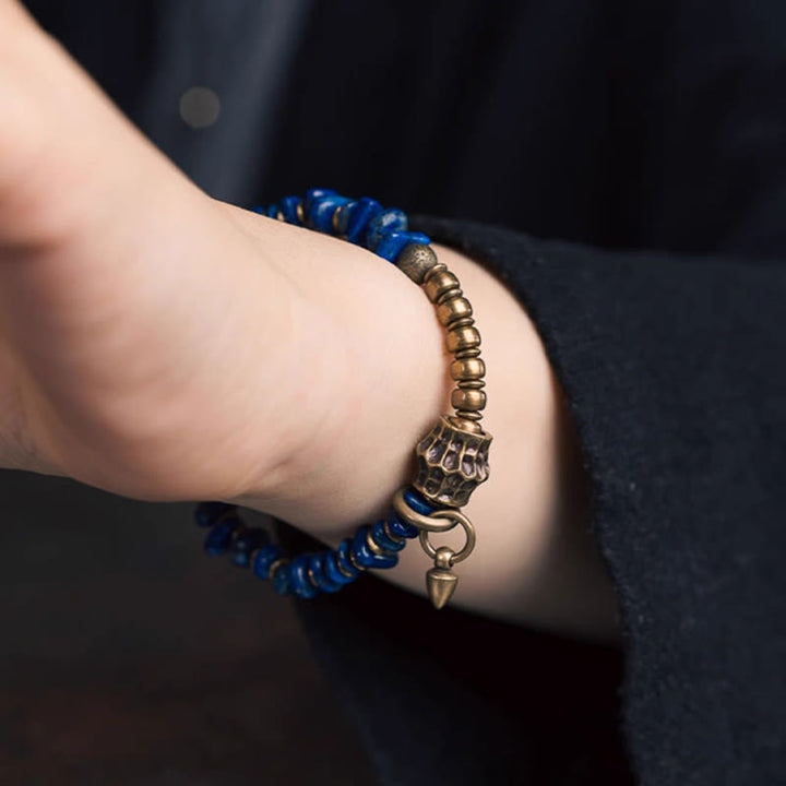 Bransoletka z Buddha Stones w stylu vintage o nieregularnym kształcie z lazurytu i lapis lazuli - image 10