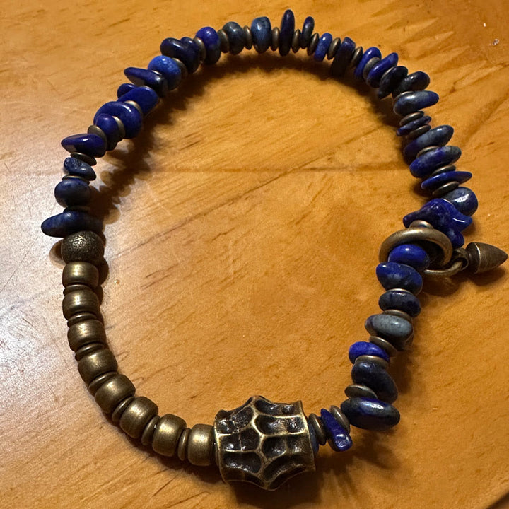Bransoletka z Buddha Stones w stylu vintage o nieregularnym kształcie z lazurytu i lapis lazuli - image 4