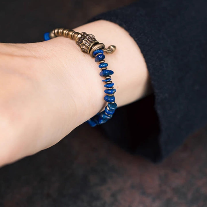 Buddha Stones Bransoletka Vintage Irregular Shape Design Lazurite Positive