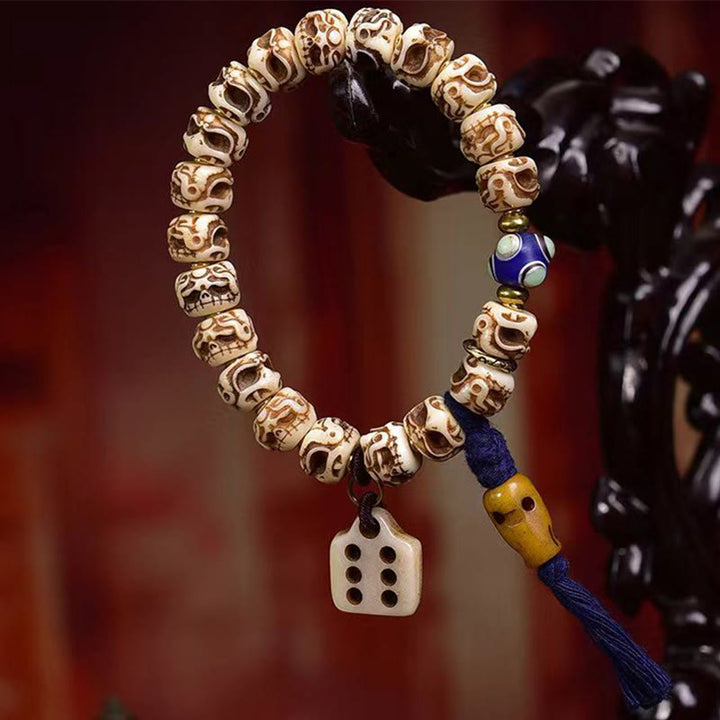 Buddha Stones Tybetański Wielbłądzi Kość Garuda Rzeźbiona Ochrona Bransoletka z Chwostem