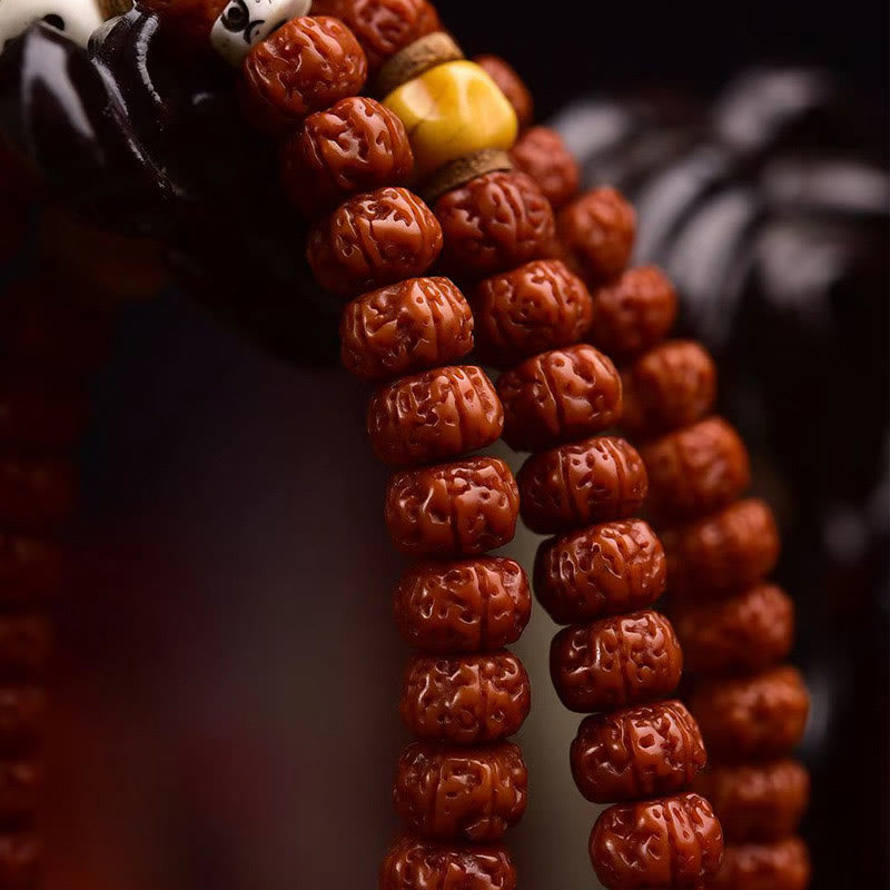 Buddha Stones 108 Koraliki Rudraksha Bodhi Nasiona Bogactwa Tassel Mala