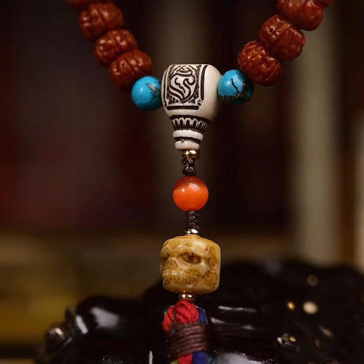 Buddha Stones 108 Koraliki Rudraksha Bodhi Nasiona Bogactwa Tassel Mala