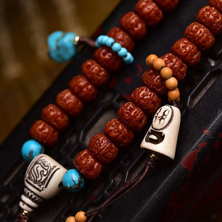 Buddha Stones 108 Koraliki Rudraksha Bodhi Nasiona Bogactwa Tassel Mala