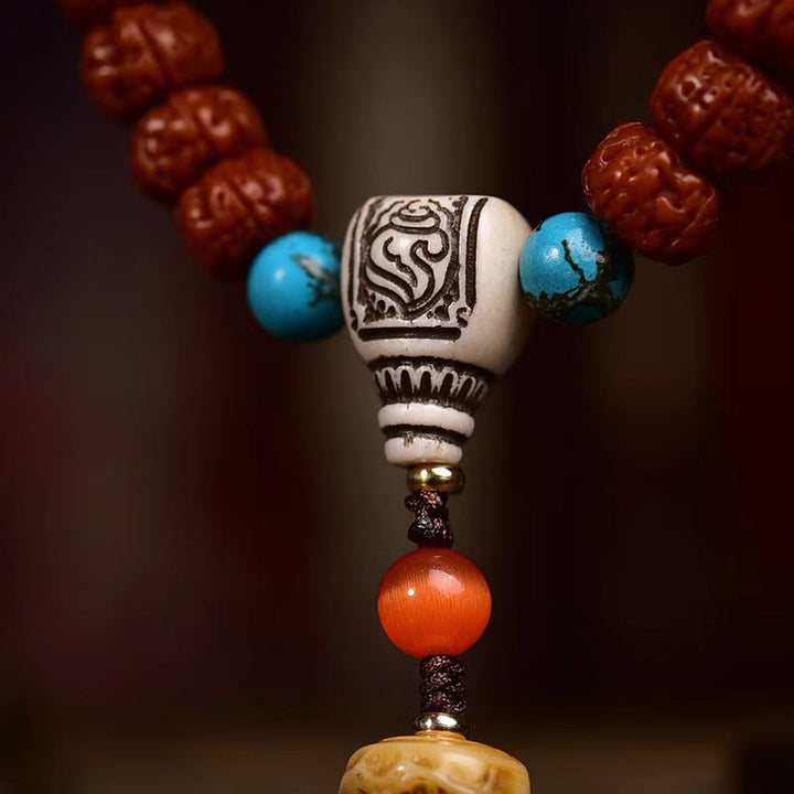 Buddha Stones 108 Koraliki Rudraksha Bodhi Nasiona Bogactwa Tassel Mala