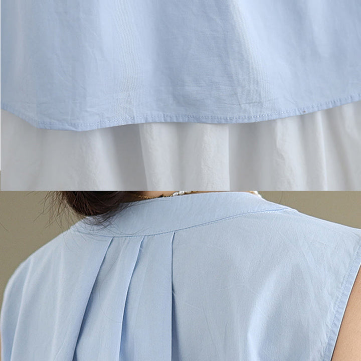 Buddha Stones Lato Jednolity Kolor Plisowany Projekt Halter Neck Bez Rękawów Bawełna Len Damska Kamizelka