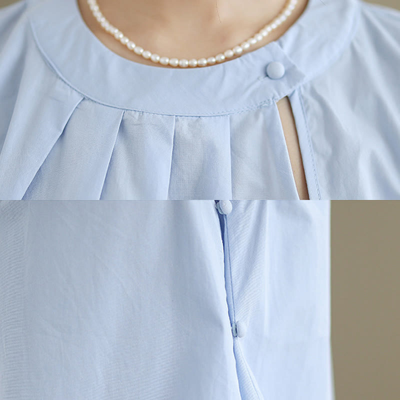 Buddha Stones Lato Jednolity Kolor Plisowany Projekt Halter Neck Bez Rękawów Bawełna Len Damska Kamizelka