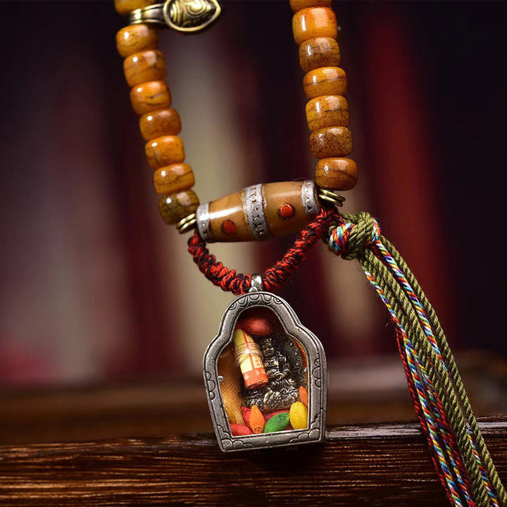 Buddha Stones Tybetańskie 108 Koralików Wielbłądzich Kości Szczęścia Tassel Mala