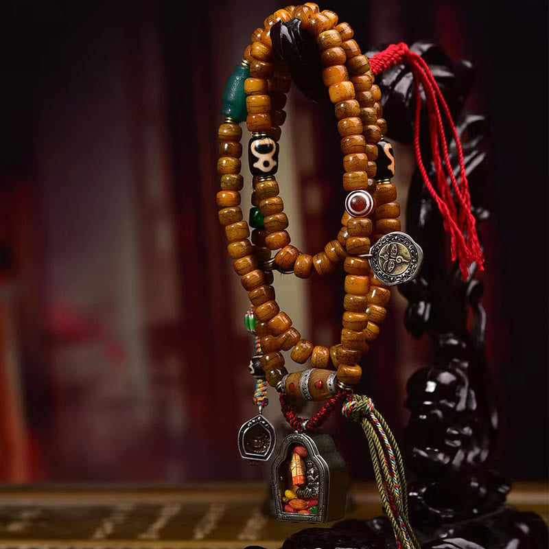 Buddha Stones Tybetańskie 108 Koralików Wielbłądzich Kości Szczęścia Tassel Mala