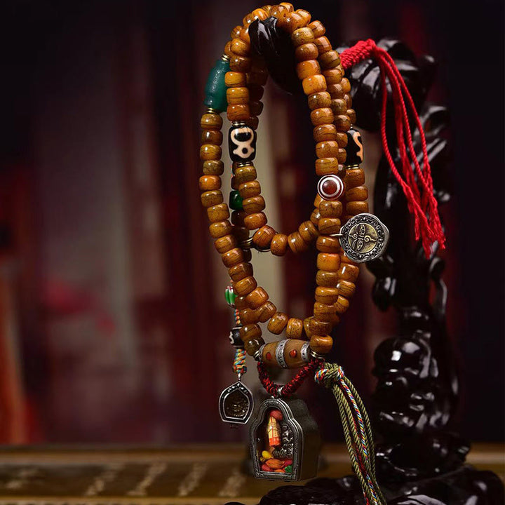 Buddha Stones Tybetańskie 108 Koralików Wielbłądzich Kości Szczęścia Tassel Mala