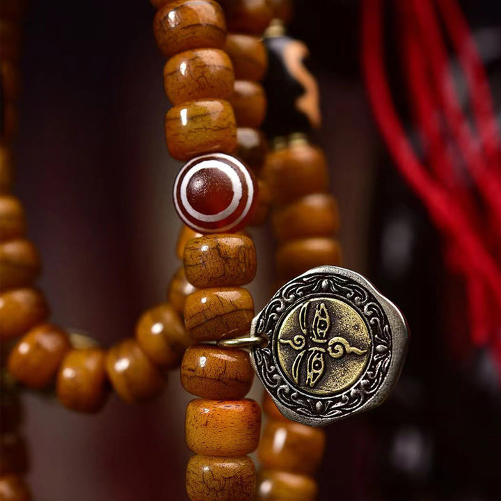 Buddha Stones Tybetańskie 108 Koralików Wielbłądzich Kości Szczęścia Tassel Mala
