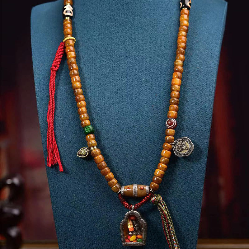 Buddha Stones Tybetańskie 108 Koralików Wielbłądzich Kości Szczęścia Tassel Mala