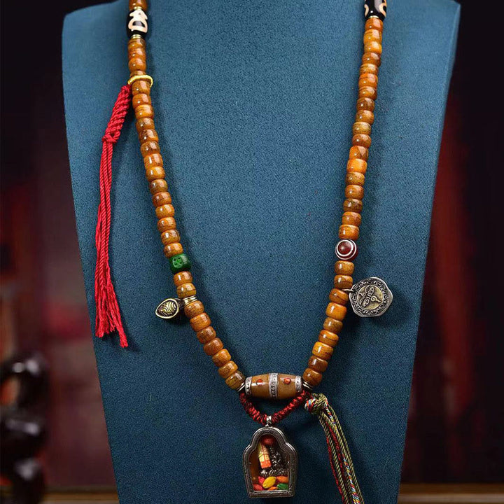 Buddha Stones Tybetańskie 108 Koralików Wielbłądzich Kości Szczęścia Tassel Mala