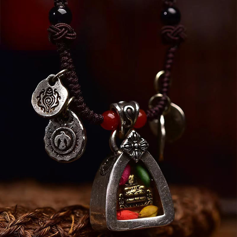 Buddha Stones Tybetański Medycyna Budda Współczucie Pleciony Naszyjnik z Liny Wisiorek - image 3
