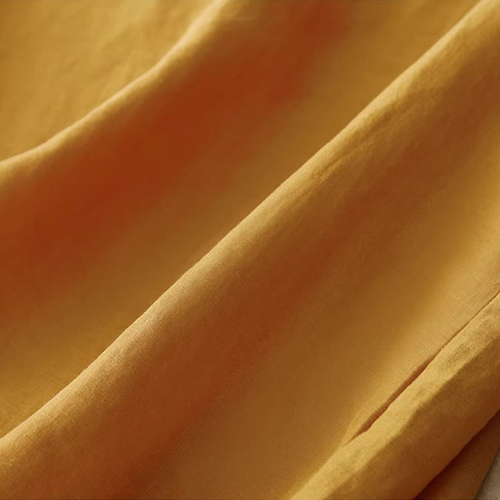 Buddha Stones Casual Pure Color Haft Patchwork Design Bez rękawów Okrągły Dekolt Damska Bawełniana Lniana Kamizelka - image 3