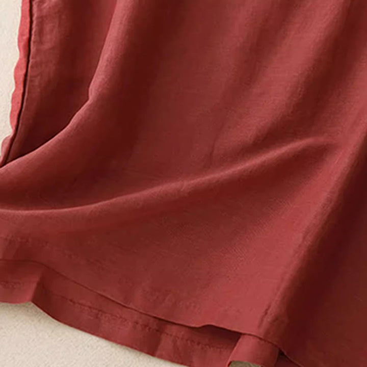 Buddha Stones Casual Pure Color Haft Patchwork Design Bez rękawów Okrągły Dekolt Damska Bawełniana Lniana Kamizelka - image 12