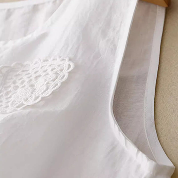 Buddha Stones Casual Pure Color Haft Patchwork Design Bez rękawów Okrągły Dekolt Damska Bawełniana Lniana Kamizelka - image 21