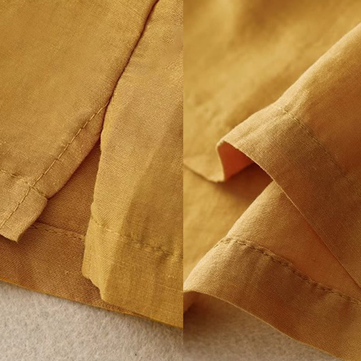 Buddha Stones Casual Pure Color Haft Patchwork Design Bez rękawów Okrągły Dekolt Damska Bawełniana Lniana Kamizelka - image 5