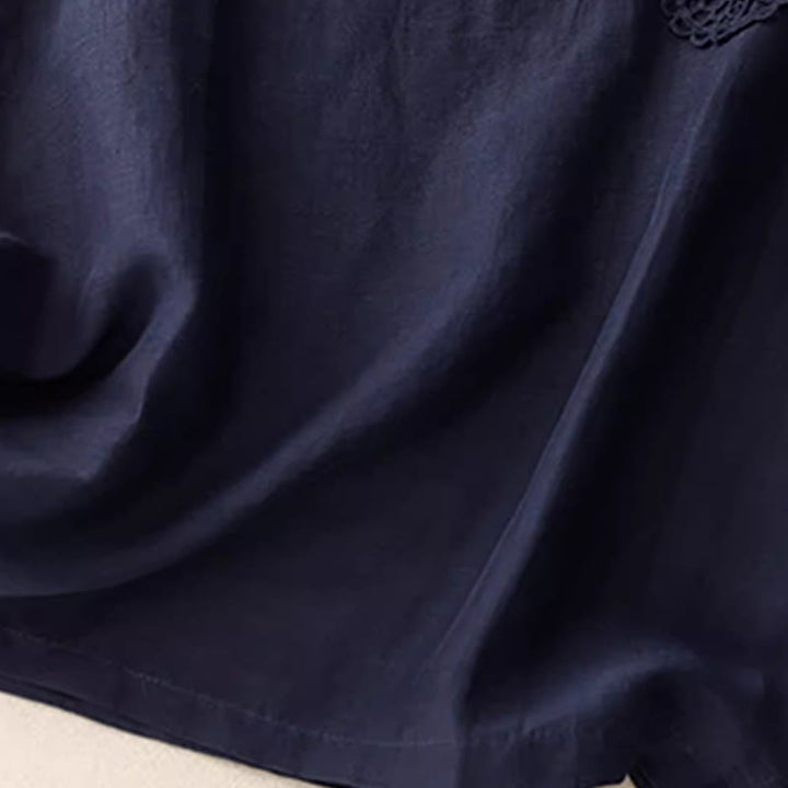 Buddha Stones Casual Pure Color Haft Patchwork Design Bez rękawów Okrągły Dekolt Damska Bawełniana Lniana Kamizelka - image 9