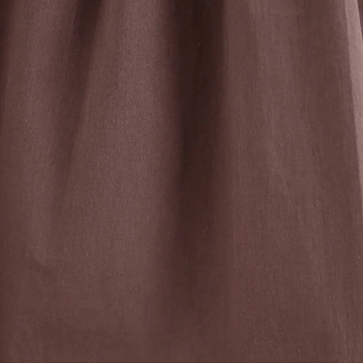 Buddha Stones Letnia artystyczna jednokolorowa plisowana z okrągłym dekoltem damska bawełniana lniana kamizelka - image 7