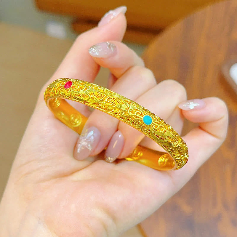 Buddha Stones Miedziane Złote Kwiaty Liście Bransoletka Szczęścia Bransoletka