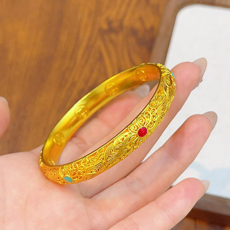 Buddha Stones Miedziane Złote Kwiaty Liście Bransoletka Szczęścia Bransoletka