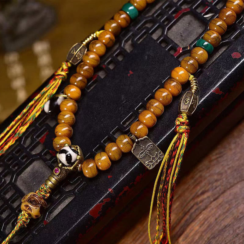 Buddha Stones Tybetańskie 108 Koraliki Koraliki z Kości Dzi Koraliki Trzymają Z Daleka Złe Duchy Mala