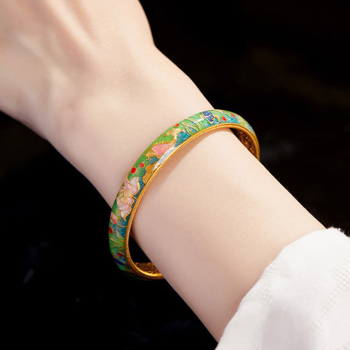 Buddha Stones 999 Srebro Sterling Ryba Koi Lotos Pusty Projekt Bransoletka Bogactwo Bransoletka 2.28 IN (58 MM) - image 4