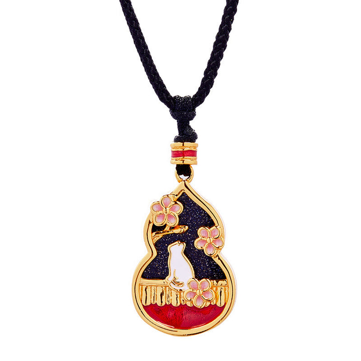 Buddha Stones 925 Srebro Sterlingowe Wzór Kota Brzoskwiniowy Kwiat Ochronny Naszyjnik Wisiorek - image 8