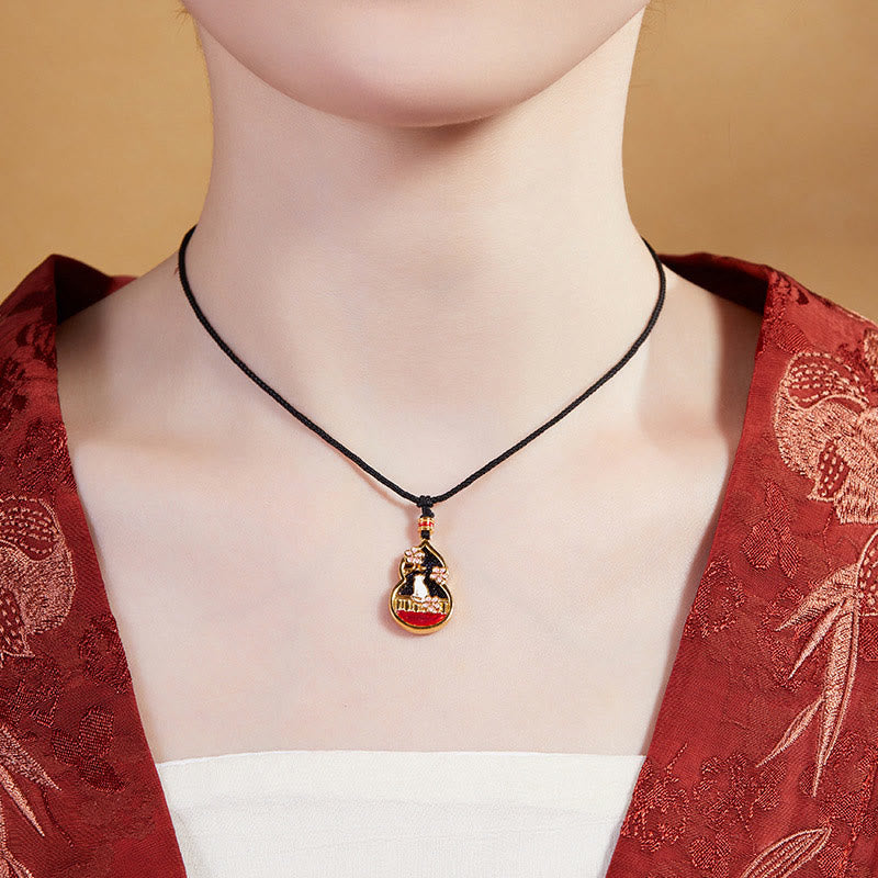 Buddha Stones 925 Srebro Sterlingowe Wzór Kota Brzoskwiniowy Kwiat Ochronny Naszyjnik Wisiorek - image 4