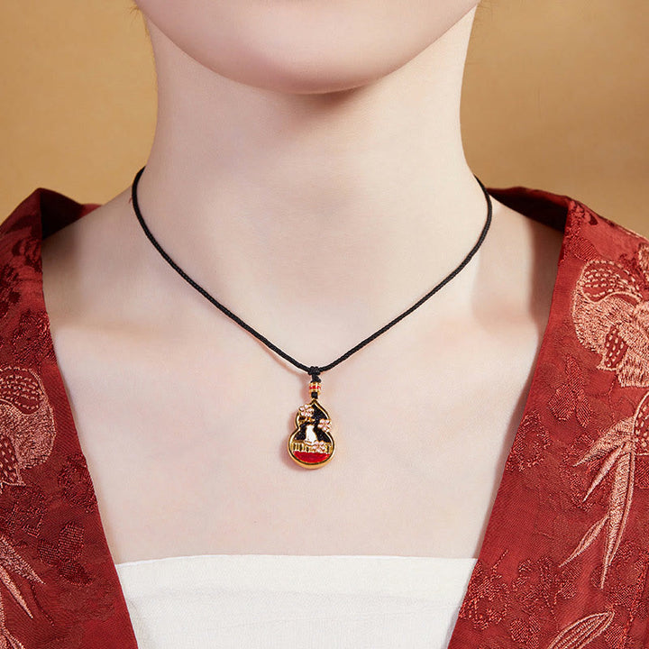 Buddha Stones 925 Srebro Sterlingowe Wzór Kota Brzoskwiniowy Kwiat Ochronny Naszyjnik Wisiorek - image 4