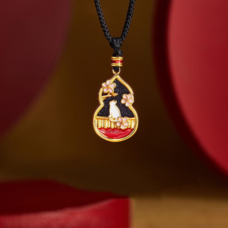 Buddha Stones 925 Srebro Sterlingowe Wzór Kota Brzoskwiniowy Kwiat Ochronny Naszyjnik Wisiorek - Srebro próby 925 - image 0