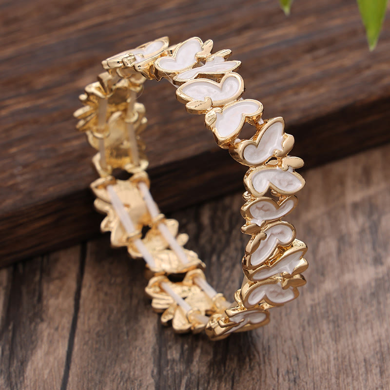 Buddha Stones Kolorowy Motyl Wolność Stop Elastyczna Bransoletka Bangle