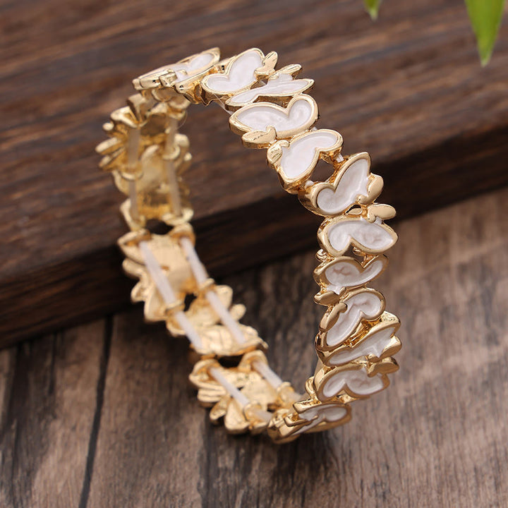 Buddha Stones Kolorowy Motyl Wolność Stop Elastyczna Bransoletka Bangle
